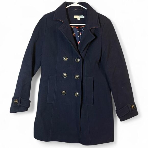Boden Jackets & Blazers - Boden Women’s Navy Wool Black Buttons Pea Coat UK 14 US 10